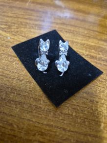 Crystal Cat Vintage Earrings
