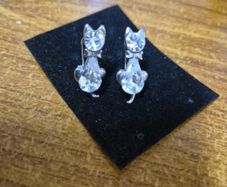 Crystal Cat Vintage Earrings