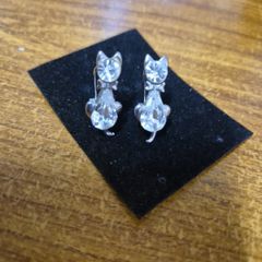 Crystal Cat Vintage Earrings