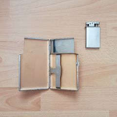 Mid century Polo cigarette case with integrated lighter chrome finish  made in England