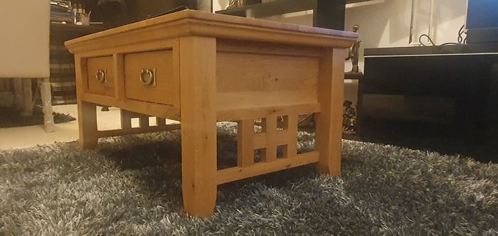 Solid Oak Coffee Table & 2 Matching Lamp Tables Set