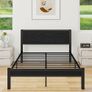 Double Bed Frame with Wooden Storage Shelf Headboard Image 3