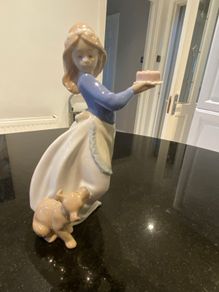 Nao by Lladro porcelain girl with dog and cake
