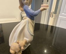 Nao by Lladro porcelain girl with dog and cake