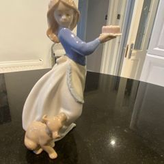 Nao by Lladro porcelain girl with dog and cake