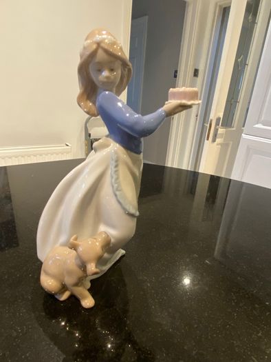 Nao by Lladro porcelain girl with dog and cake