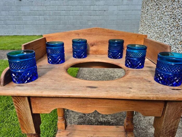 Vintage Anchor Hocking Blue Wexford Tumblers Set of 6