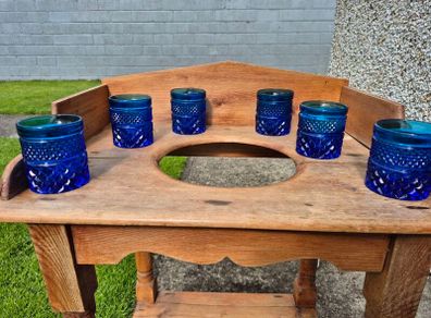 Vintage Anchor Hocking Blue Wexford Tumblers Set of 6