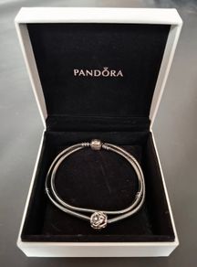 Pandora Sterling Silver Multi-Strand Snake Chain Bracelet with Floral Charm