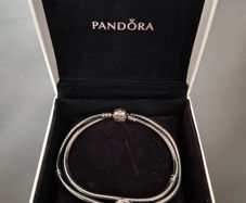 Pandora Sterling Silver Multi-Strand Snake Chain Bracelet with Floral Charm