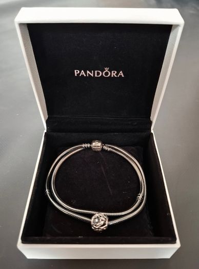 Pandora Sterling Silver Multi-Strand Snake Chain Bracelet with Floral Charm
