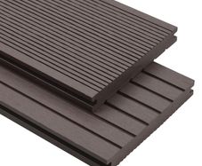 WPC Solid Decking Boards with Accessories 16m(sqr) 2.2m Dark Brown
