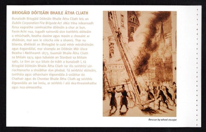 2012 Ireland 150th Anniversary of the Dublin Fire Brigade (DFB) Commemorative Stamp Booklet Mint Never Hinged (MNH)
