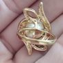 Beautiful gold-plated ring with artificial pearl and crystals. Image 5
