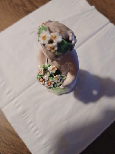 Antique Cherub Porcelain Statue Putti
