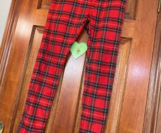 Topman Red Tartan Stretch Skinny Trousers Size 28S W28 L30 New