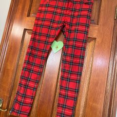 Topman Red Tartan Stretch Skinny Trousers Size 28S W28 L30 New