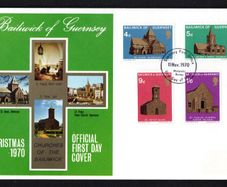 1971 Guernsey Christmas Churches Commemorative Stamp First Day Cover (FDC)