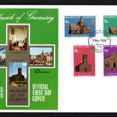1971 Guernsey Christmas Churches Commemorative Stamp First Day Cover (FDC)