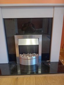 Modern Electric Fireplace with White Surround & Pebble Effect