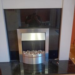 Modern Electric Fireplace with White Surround & Pebble Effect