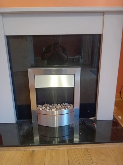 Modern Electric Fireplace with White Surround & Pebble Effect