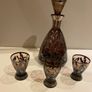 Amethyst Silver Decorated Decanter VINTAGE    With Three Matching Glasses Image 9