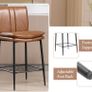 Set of 2 Bar Stools PU Leather Padded Bar Chairs for Kitchen Armless Counter Stools Image 4