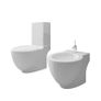 White Ceramic Toilet & Bidet Set Image 2