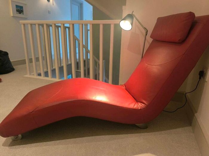 Contemporary red leather lounge couch