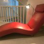 Contemporary red leather lounge couch Image 3