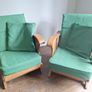 Pair of green arm chairs. Image 6