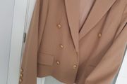 VINTAGE CRISTAL camel crop blazer with gold buttons Sz 14