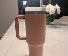 NEW Large Pink Insulated Tumbler with Handle & Straw