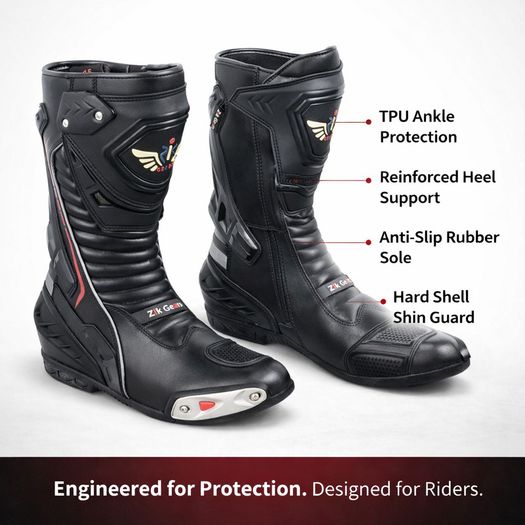 Genuine Leather Motorcycle Riding Boots Heavy Duty Ankle Protection Touring & Racing Boots