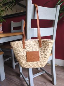 Cavalli Class Shopper/Beach Straw & Leather Bag