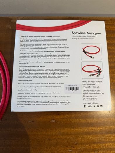 Chord Shawline RCA 1m interconnects - boxed