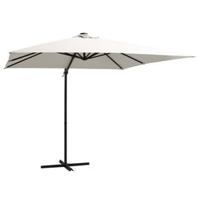Cantilever Umbrella with LED lights and Steel Pole 250x250 cm Sand