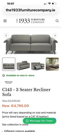 Natuzzi 3seater leather sofa like new
