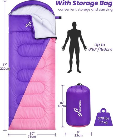 NEW SALE | Sleeping Bag Camping Sleep Bags: Sportneer Warm Sleeping Bags for Single Adults 3-4 Season Waterproof Lightweight Large Ultralight suit for Adult Man Fishing Travel Outdoor