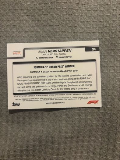 Max Verstappen F1 Topps Chrome card
