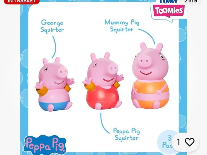 TOMY Toomies Peppa Pig, Mummy & George Bath Squirters, Baby Kids Water Play Toys