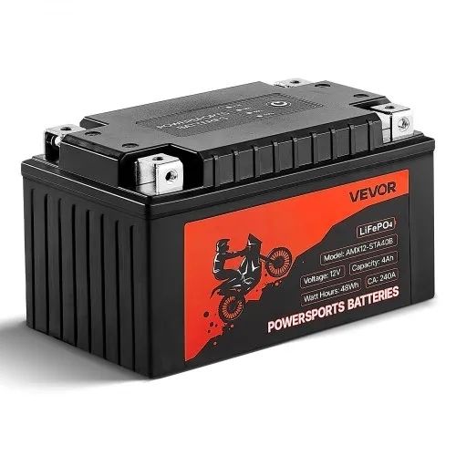 12 Volt 4Ah, LiFePO4 Lithium Pre-Charged Powersports Battery, Maintenance Free & High Performance, Compatible with ATV, Motorcycle, Jet Skis, Scooter, UTV, and More