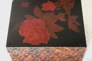 2 x Chinese Flower Themed Lacquered Boxes
