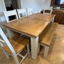 Large extendable 8 seater table with 5 chairs and a bench Image 6