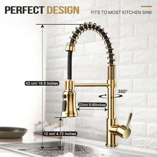 NEW SALE | Kitchen Tap, Kitchen Sink Mixer Tap with 360 Degree Swivel Pull Down Sprayer Commercial Kitchen Taps Single Handle Mixer Tap Cold and Hot 3-Modes Spray with Standard Fittings