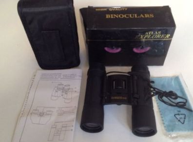 Hawk Eye 10 x 25 Binoculars Atlas Explorer with Purse and Srap