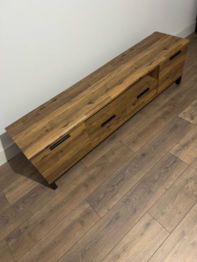 NEXT Dark Bronx Up to 80 inch Oak Effect Slim TV Unit TV Stand