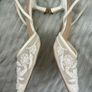 White beaded mesh heels Image 3