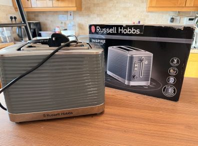 Russell Hobbs Inspire 2-Slice Toaster, Grey, 24373, with Box